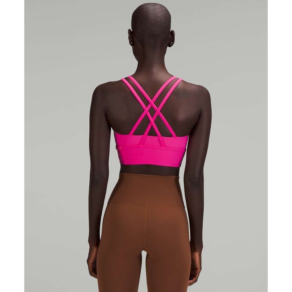 Lululemon Ribbed Longline Energy Bra Hot Pink Size 6 - Picture 2 of 5